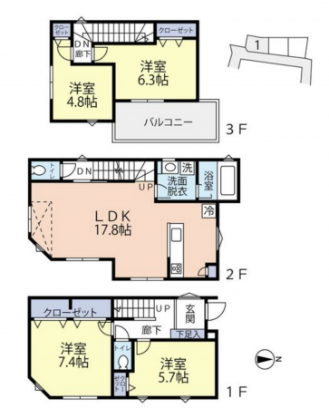 神戸市須磨区千守町、新築一戸建ての間取り画像です