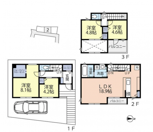 神戸市須磨区千守町、新築一戸建ての間取り画像です