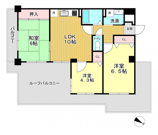 神戸市須磨区磯馴町、中古マンションの間取り画像です