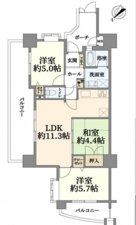 神戸市須磨区寺田町、中古マンションの間取り画像です