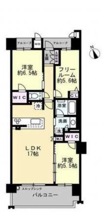 神戸市須磨区桜の杜、中古マンションの間取り画像です