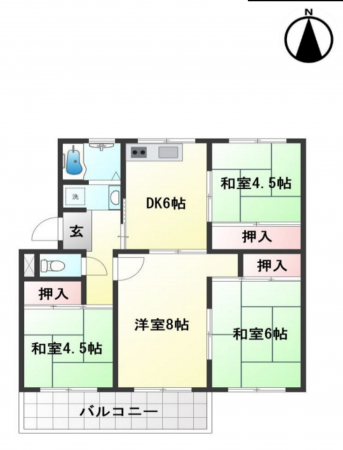 神戸市須磨区高倉台、中古マンションの間取り画像です