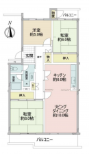 神戸市須磨区中落合、中古マンションの間取り画像です