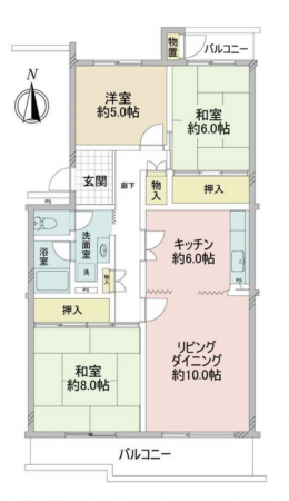 神戸市須磨区中落合、中古マンションの間取り画像です
