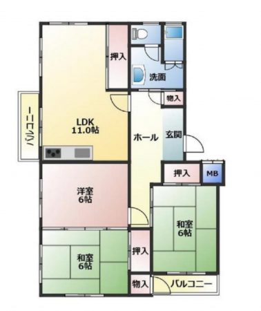 神戸市須磨区高倉台、中古マンションの間取り画像です