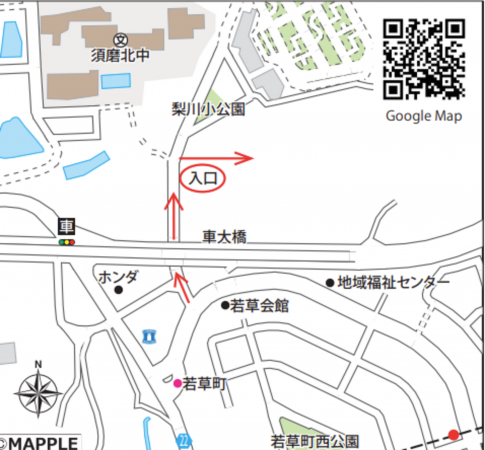 神戸市須磨区車、土地の地図画像です