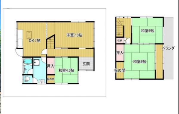 神戸市須磨区妙法寺、中古一戸建ての間取り画像です