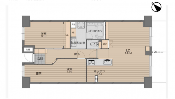 神戸市須磨区北落合、中古マンションの間取り画像です