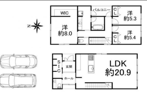 神戸市須磨区友が丘、中古一戸建ての間取り画像です