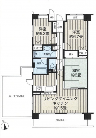 神戸市須磨区友が丘、中古マンションの間取り画像です
