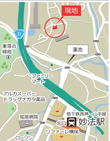 神戸市須磨区妙法寺、土地の地図画像です