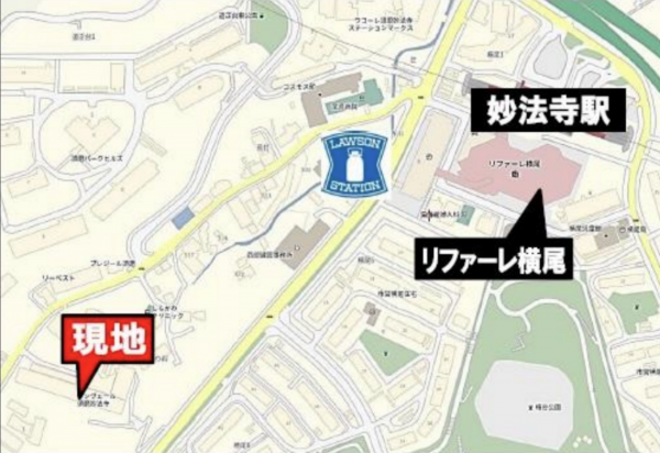 神戸市須磨区妙法寺、中古マンションの地図画像です