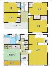 神戸市須磨区東白川台、中古一戸建ての間取り画像です