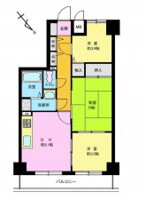 神戸市須磨区大黒町、中古マンションの間取り画像です