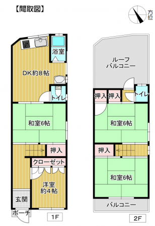 神戸市須磨区養老町、中古一戸建ての間取り画像です