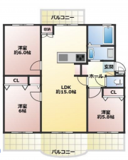 神戸市須磨区横尾、中古マンションの間取り画像です