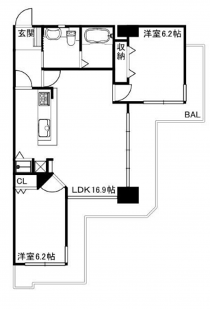 神戸市須磨区清水台、中古マンションの間取り画像です