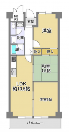 神戸市須磨区月見山本町、中古マンションの間取り画像です