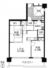 神戸市須磨区清水台、中古マンションの間取り画像です