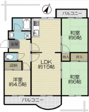 神戸市須磨区神の谷、中古マンションの間取り画像です