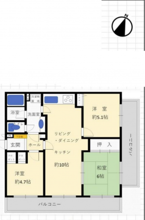 神戸市須磨区潮見台町、中古マンションの間取り画像です