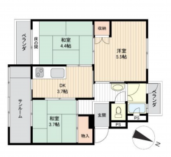 神戸市須磨区高尾台、中古マンションの間取り画像です