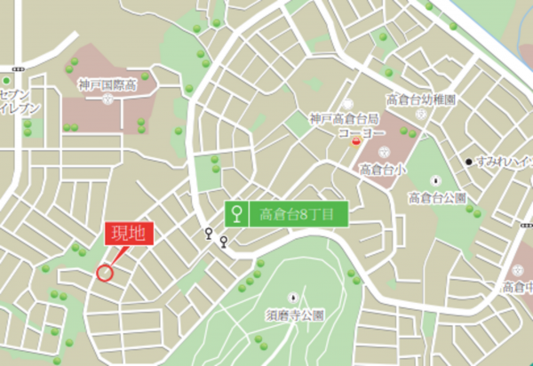 神戸市須磨区高倉台、土地の地図画像です