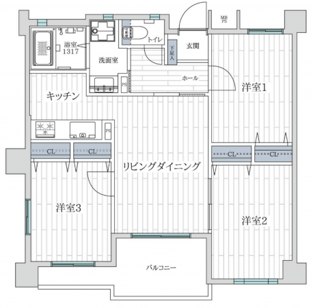 神戸市須磨区月見山町、中古マンションの間取り画像です