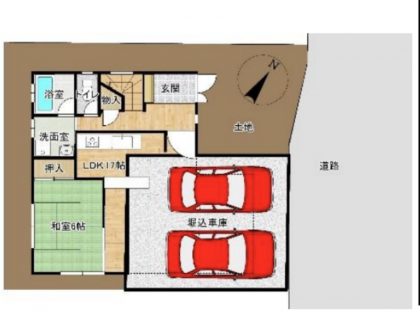 神戸市須磨区車、中古一戸建ての間取り画像です