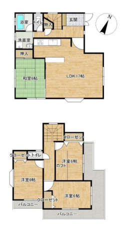 神戸市須磨区車、中古一戸建ての間取り画像です