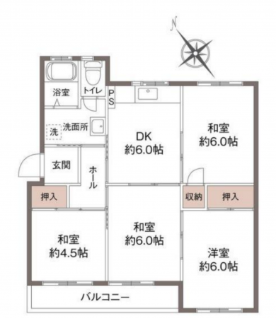 神戸市須磨区高倉台、中古マンションの間取り画像です