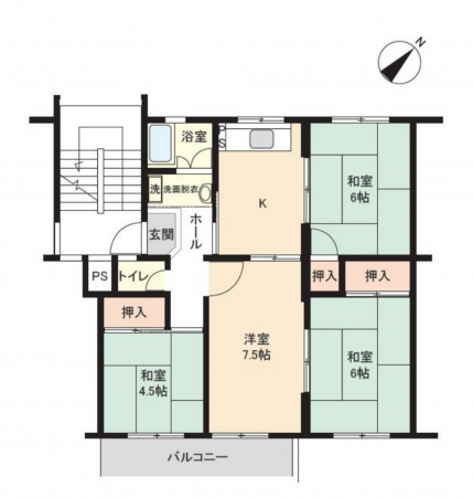 神戸市須磨区高倉台、中古マンションの間取り画像です