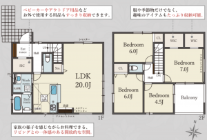 神戸市須磨区東白川台、新築一戸建ての間取り画像です