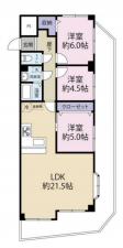 神戸市須磨区須磨浦通、中古マンションの間取り画像です