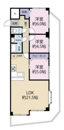 神戸市須磨区須磨浦通、中古マンションの間取り画像です