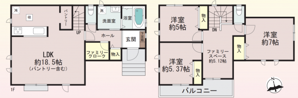 神戸市須磨区白川台、新築一戸建ての間取り画像です