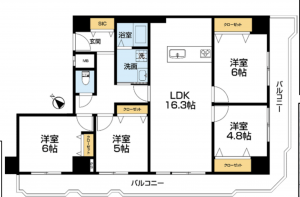 神戸市須磨区戎町、中古マンションの間取り画像です