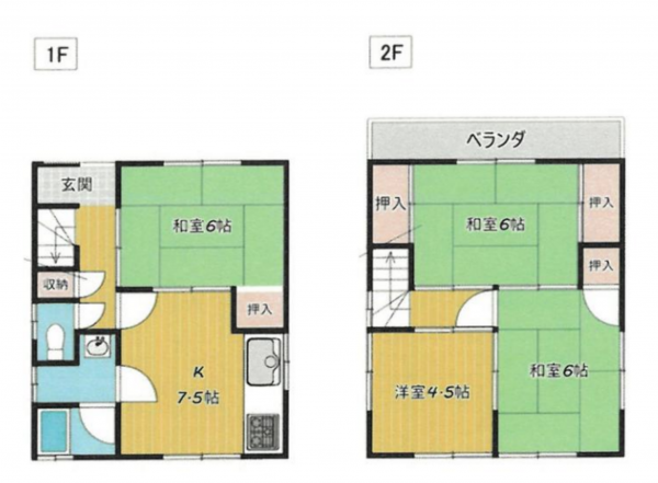 神戸市須磨区大手町、中古一戸建ての間取り画像です