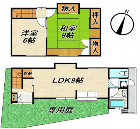 神戸市須磨区大手町、中古一戸建ての間取り画像です
