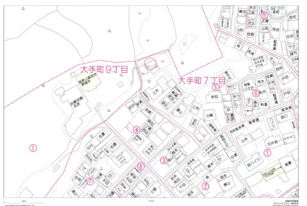 神戸市須磨区大手町、中古一戸建ての地図画像です