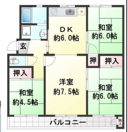神戸市須磨区菅の台、中古マンションの間取り画像です