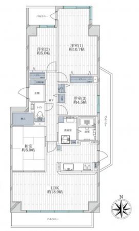 神戸市須磨区道正台、中古マンションの間取り画像です