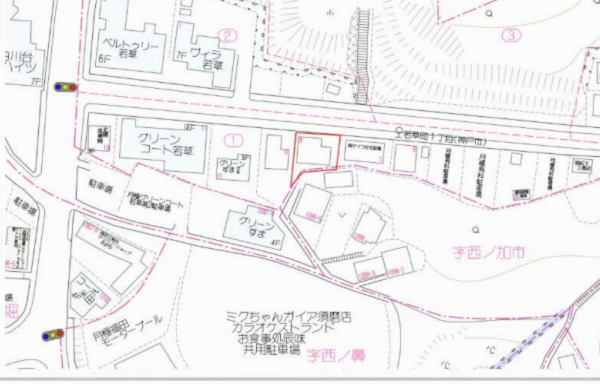 神戸市須磨区若草町、土地の地図画像です