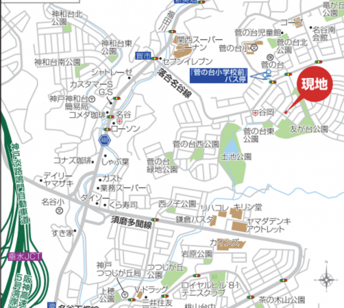 神戸市須磨区菅の台、土地の地図画像です