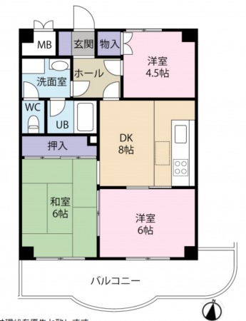 神戸市須磨区上細沢町、中古マンションの間取り画像です