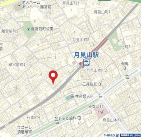 神戸市須磨区離宮前町、土地の地図画像です
