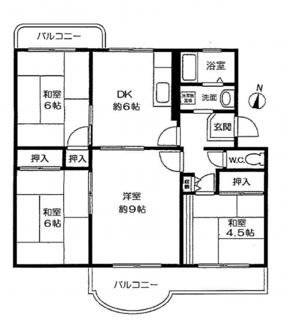 神戸市須磨区神の谷、中古マンションの間取り画像です