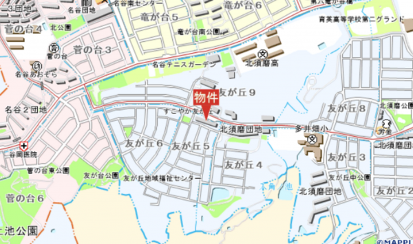 神戸市須磨区友が丘、中古マンションの地図画像です