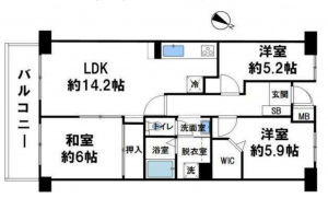 神戸市須磨区北落合、中古マンションの間取り画像です