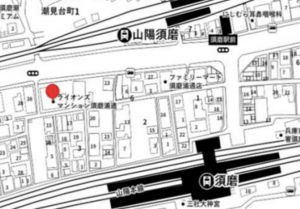 神戸市須磨区須磨浦通、中古マンションの地図画像です